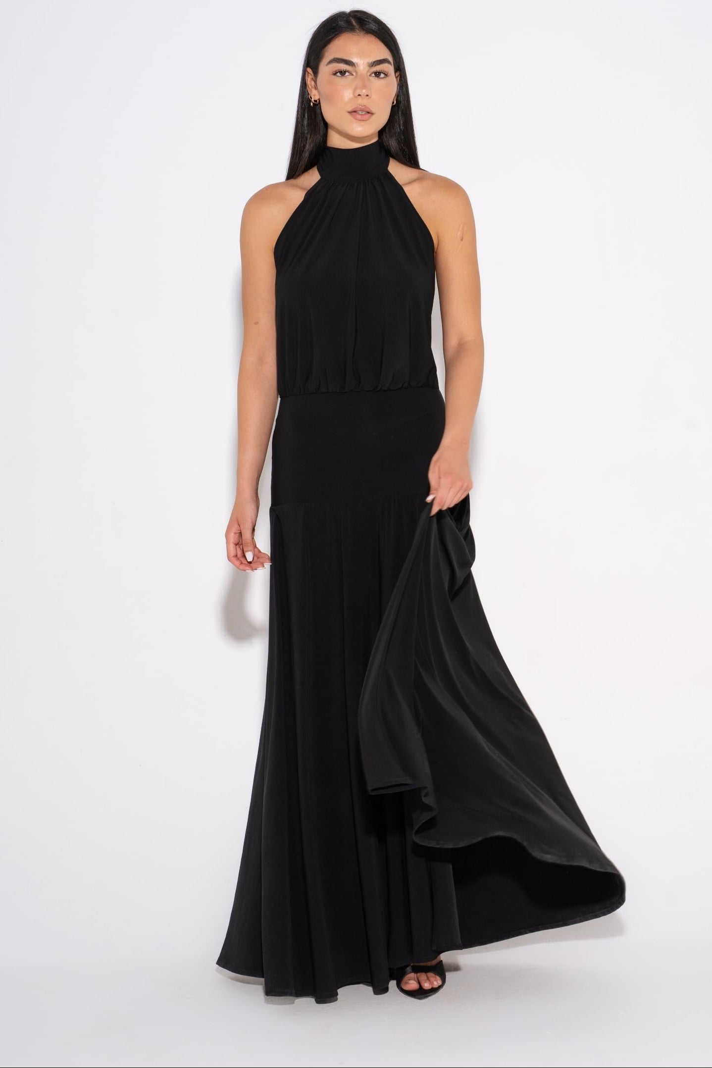 Pleated Tiered Dress - Black