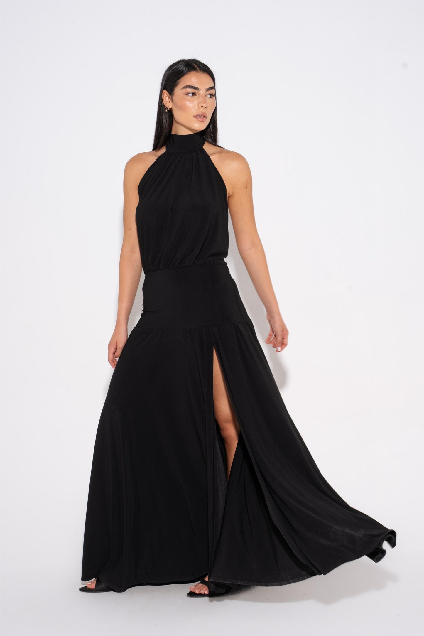 Pleated Tiered Dress - Black
