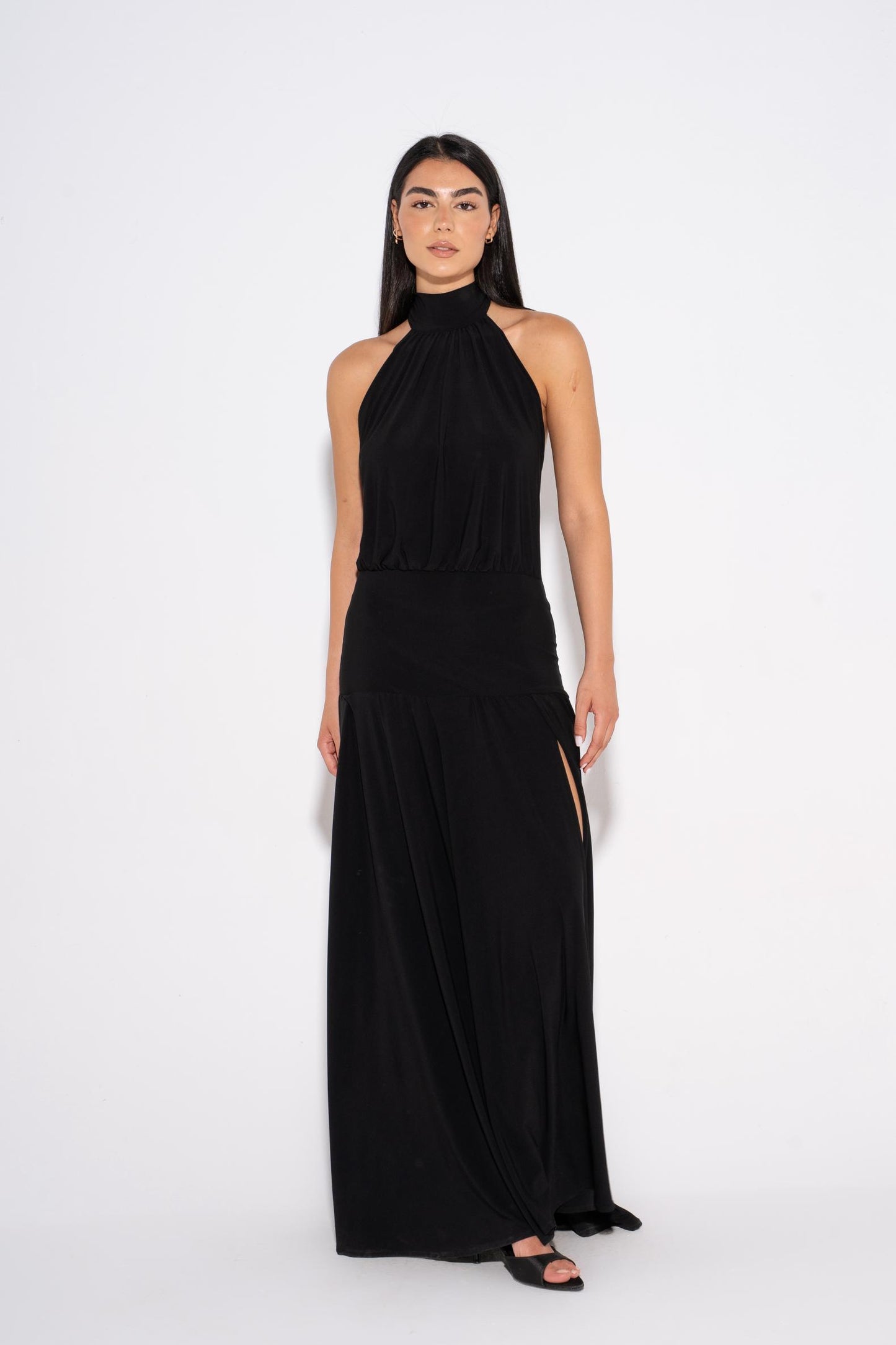 Pleated Tiered Dress - Black