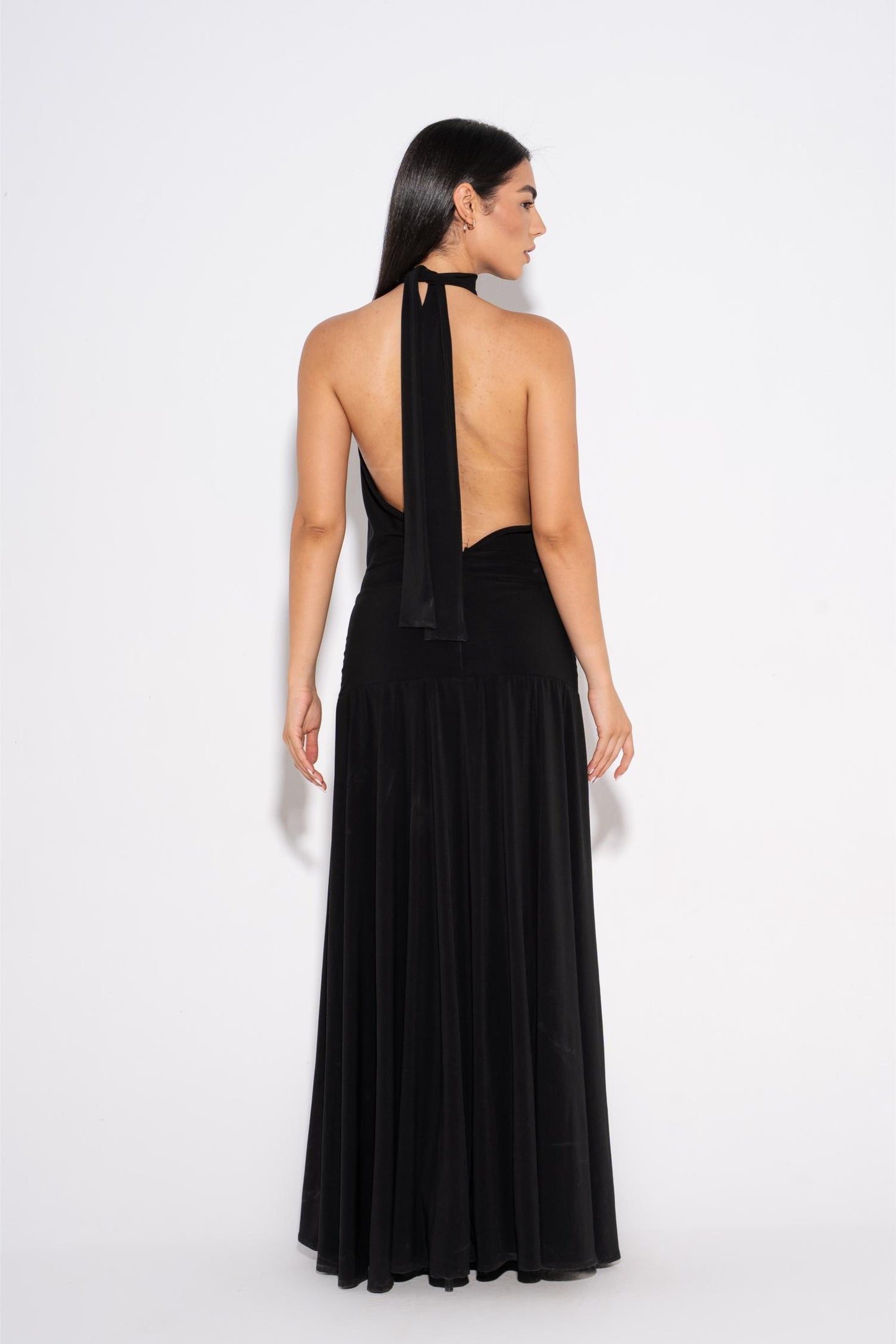 Pleated Tiered Dress - Black