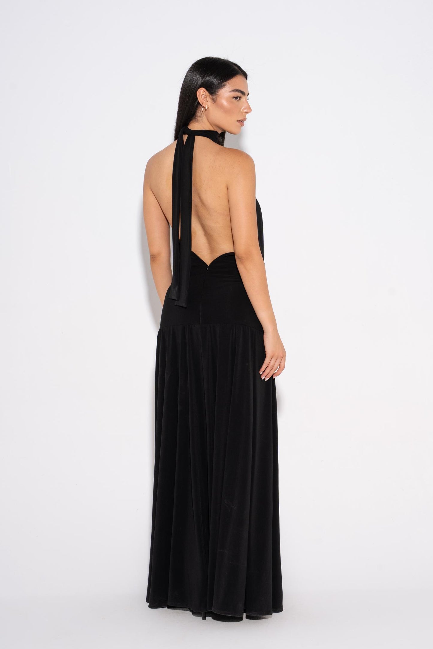 Pleated Tiered Dress - Black