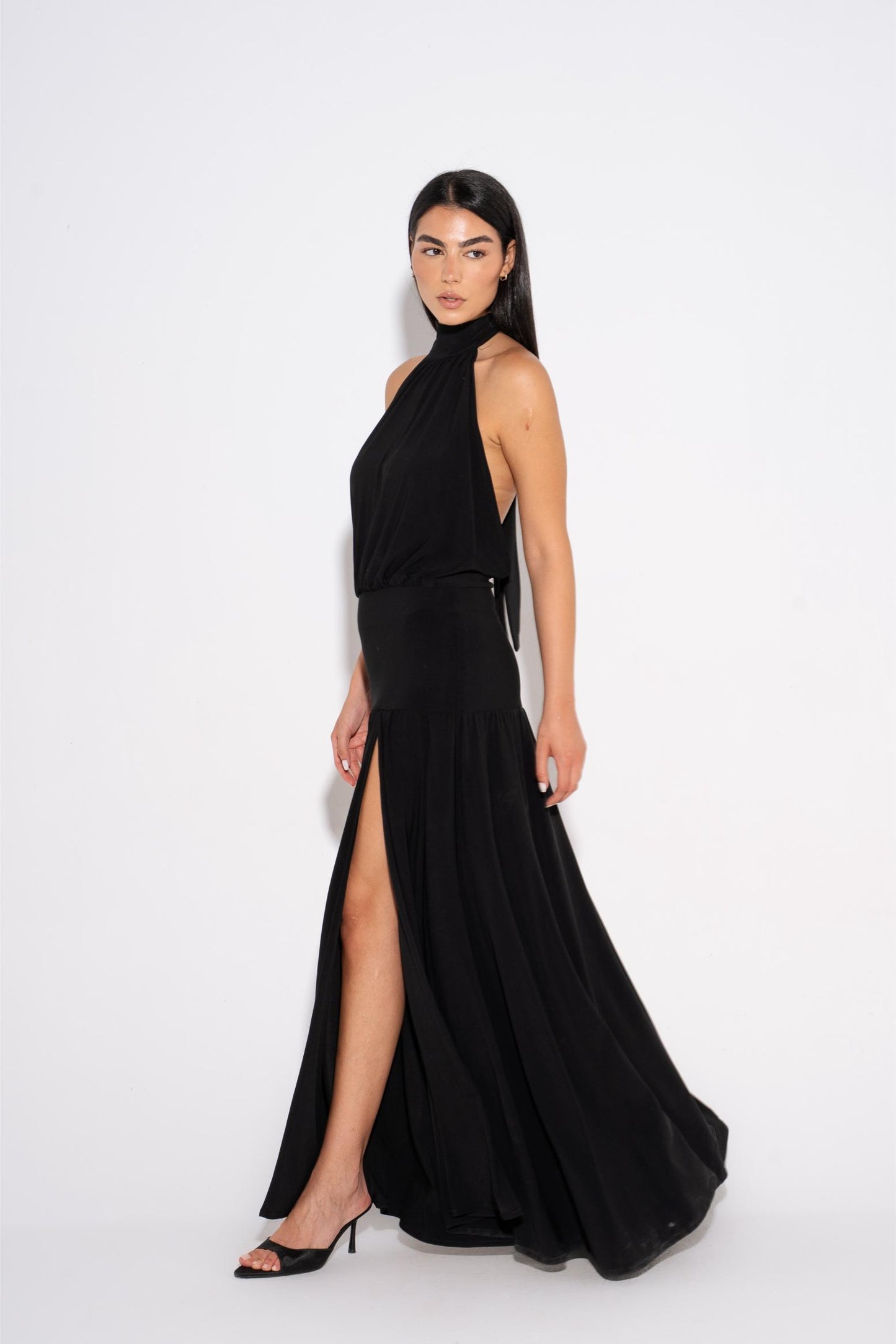 Pleated Tiered Dress - Black