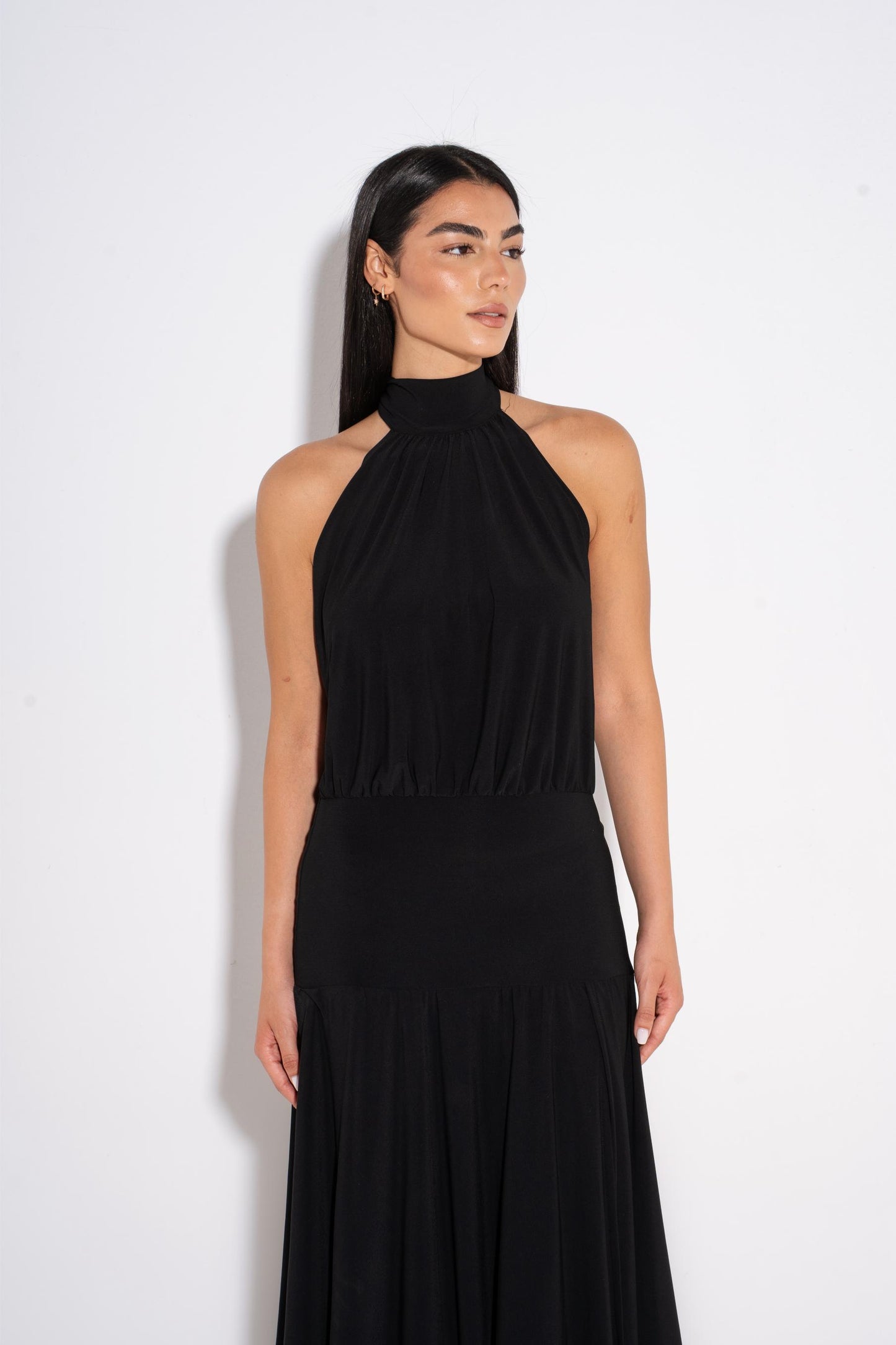Pleated Tiered Dress - Black