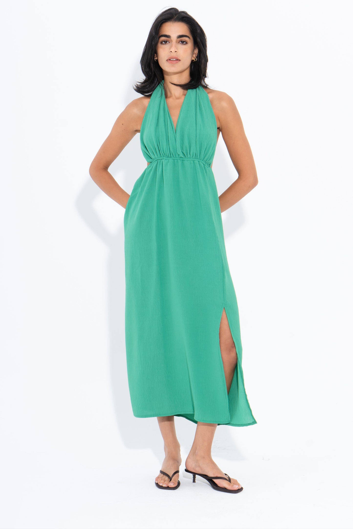 Halter Beach Dress - Green