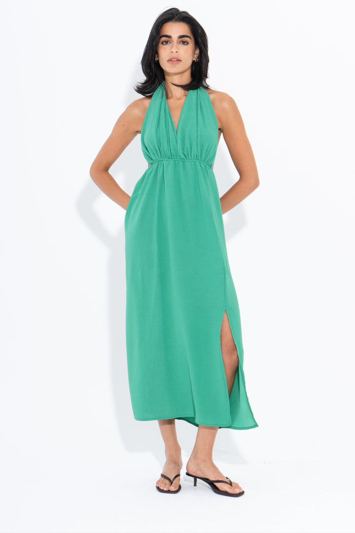 Halter Beach Dress - Green