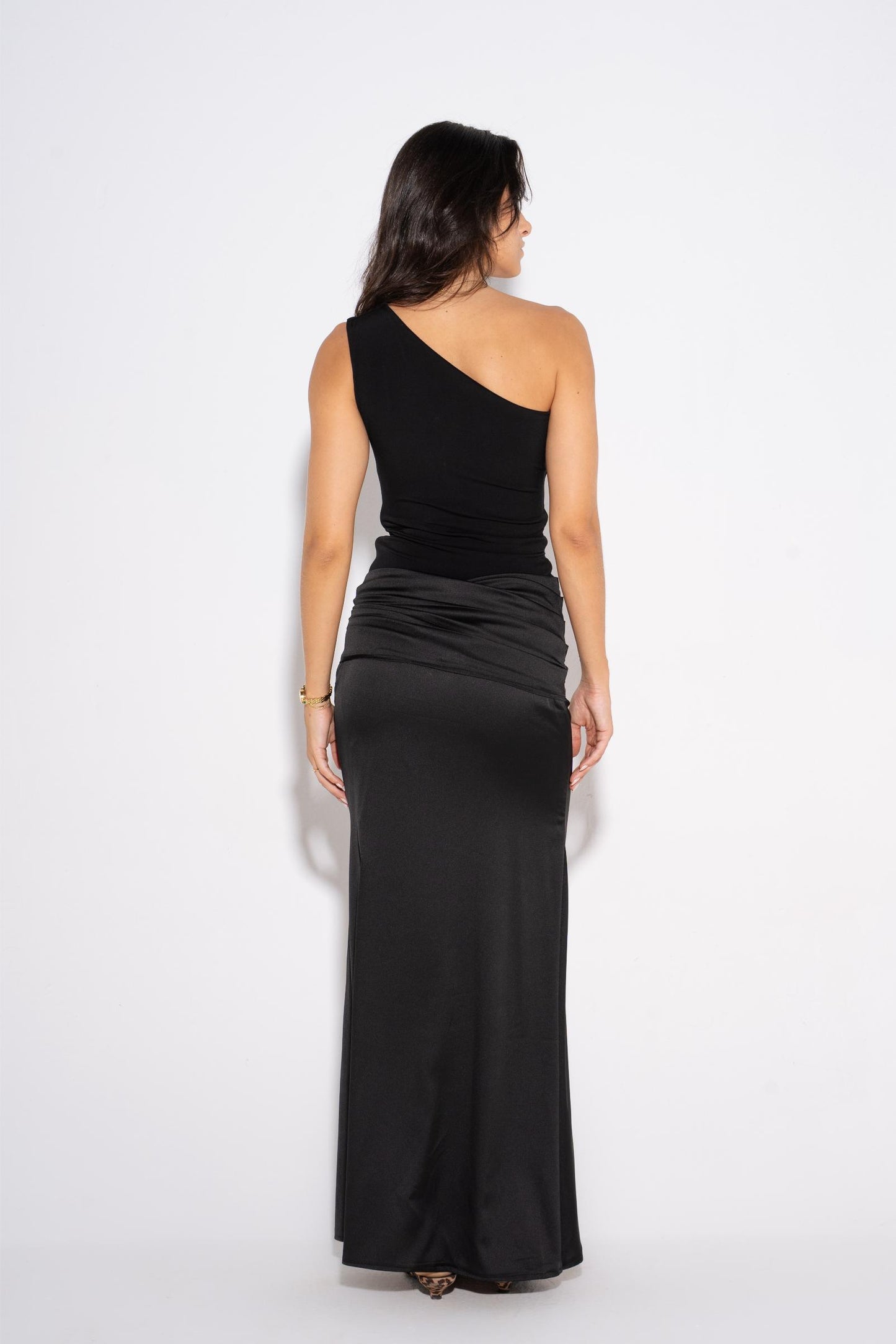 One Shoulder Maxi Dress - Black