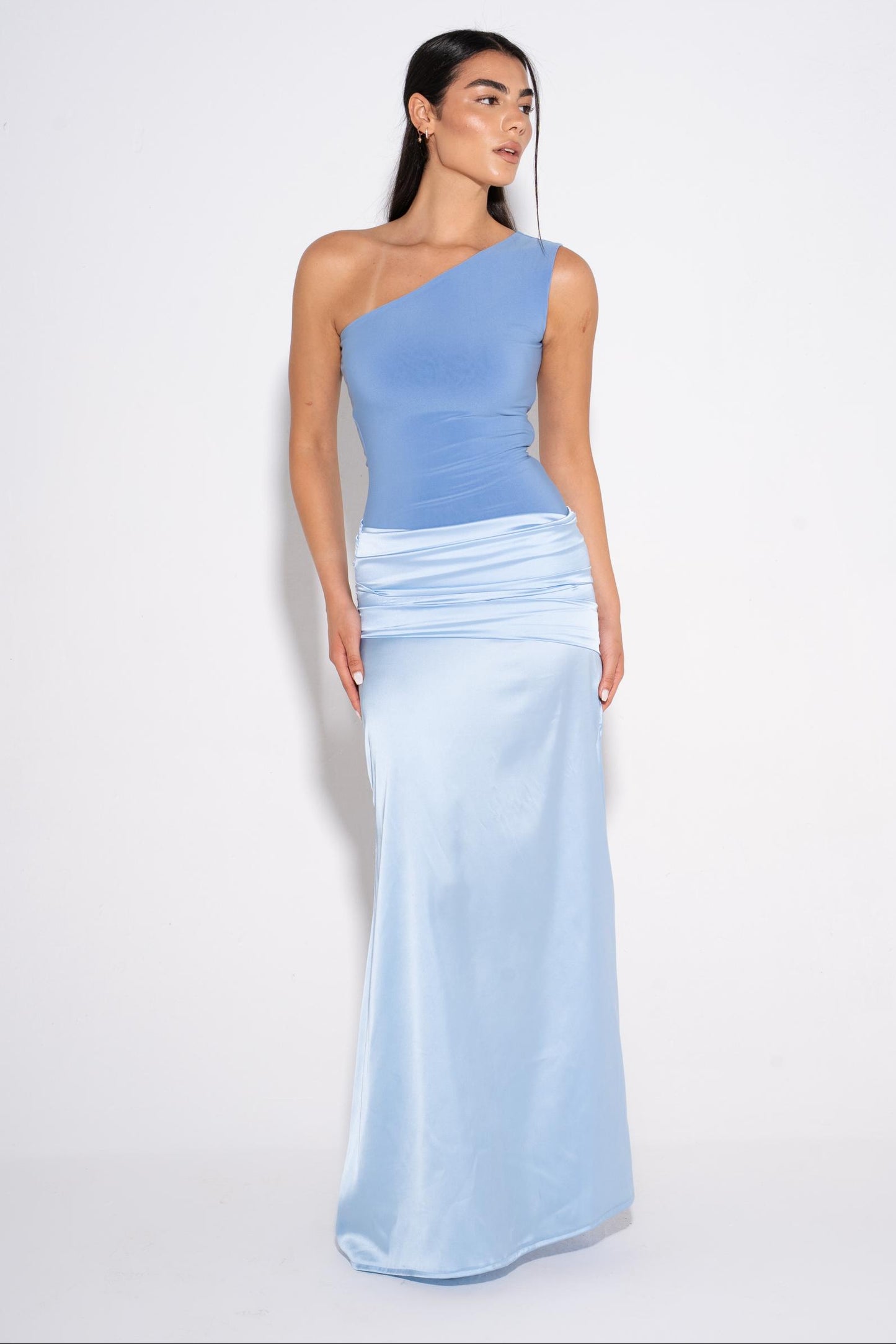 One Shoulder Maxi Dress - Blue