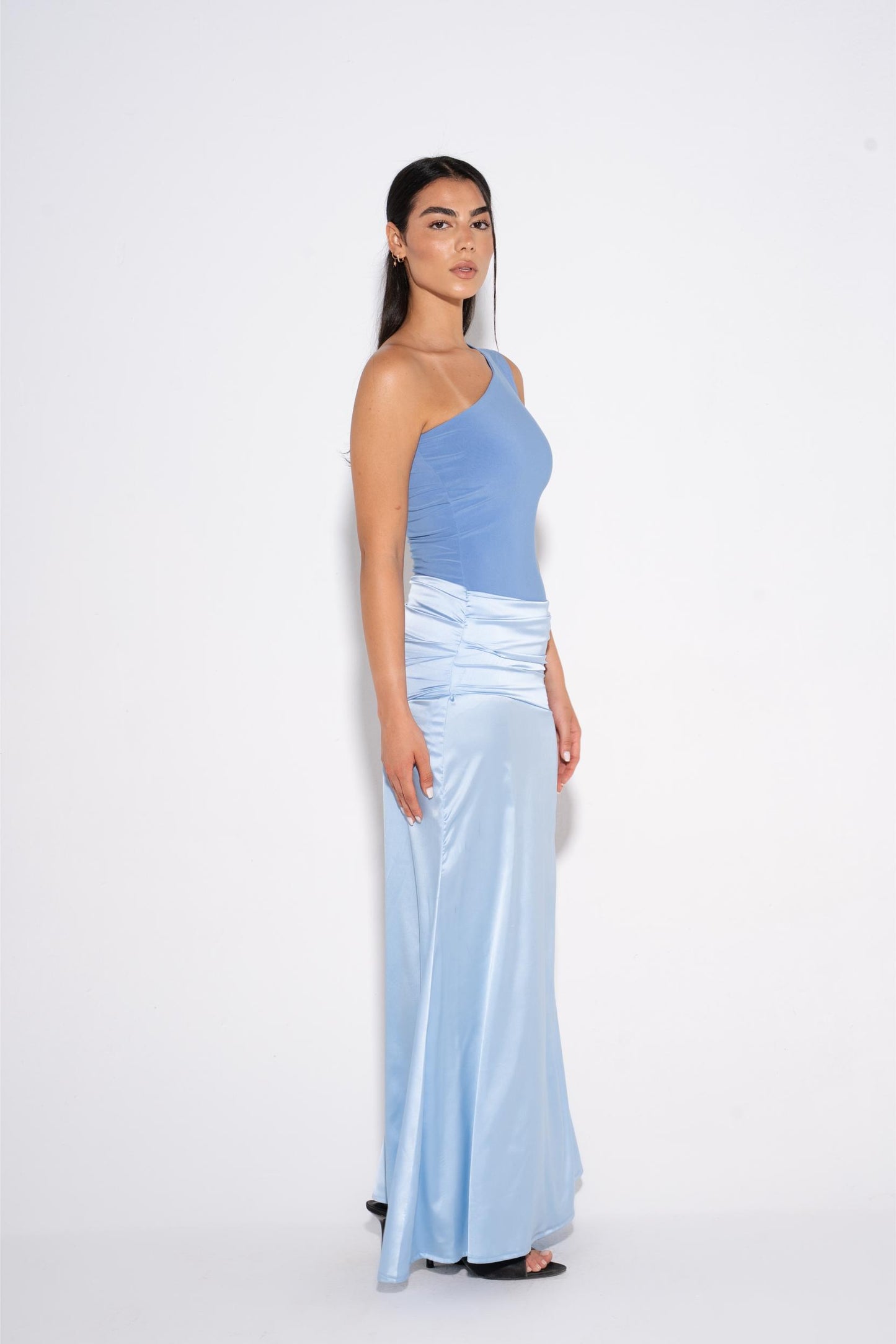 One Shoulder Maxi Dress - Blue