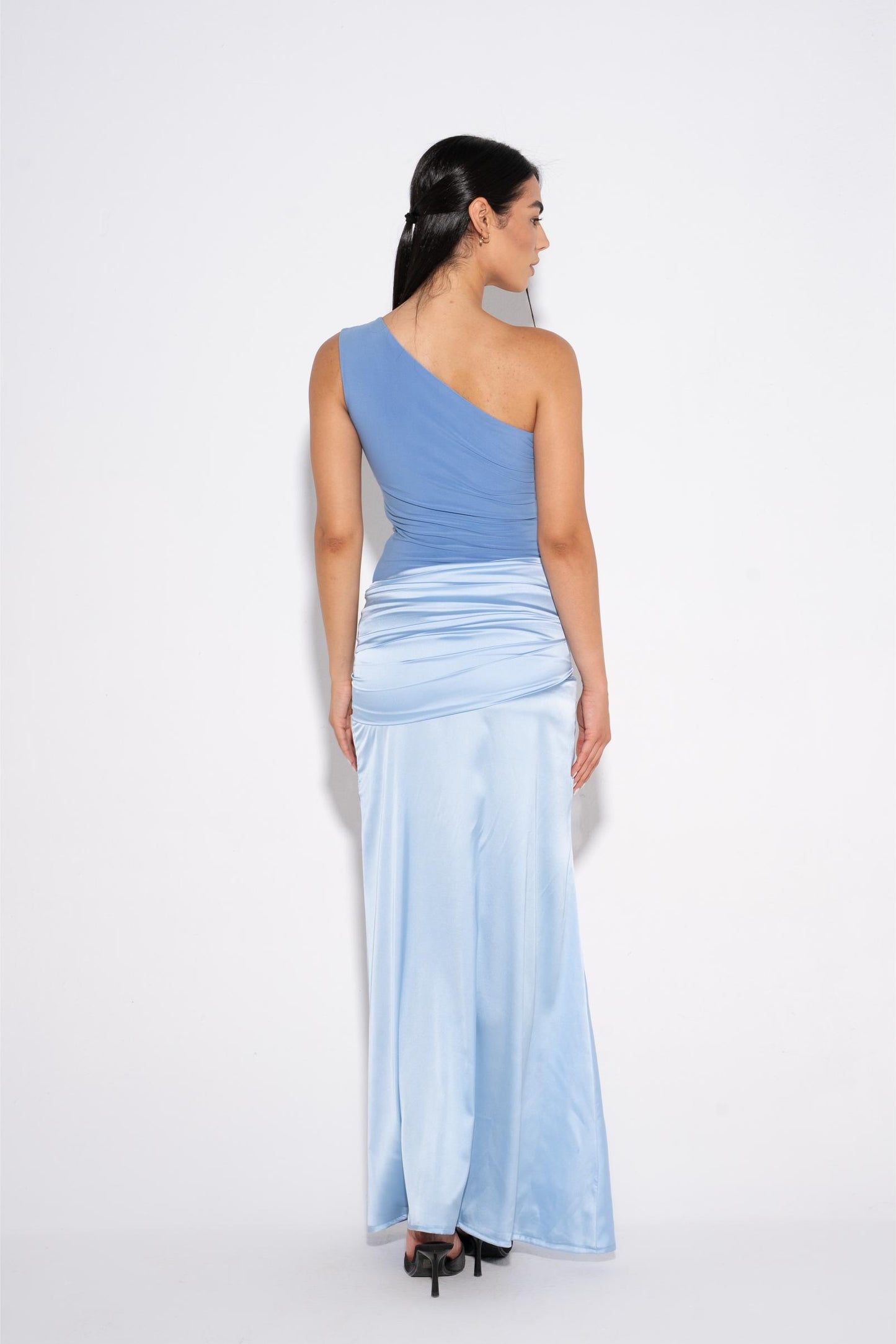 One Shoulder Maxi Dress - Blue