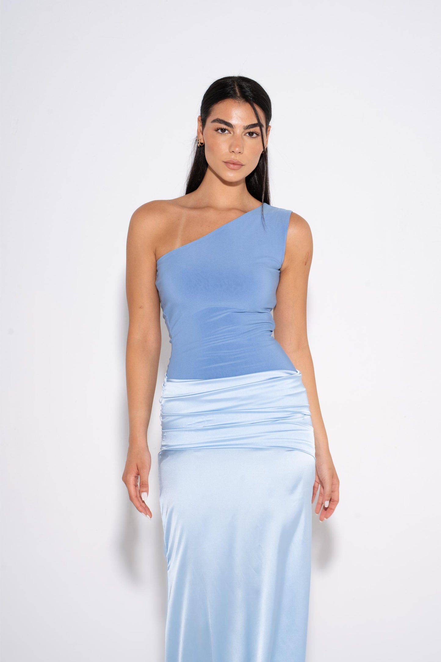 One Shoulder Maxi Dress - Blue