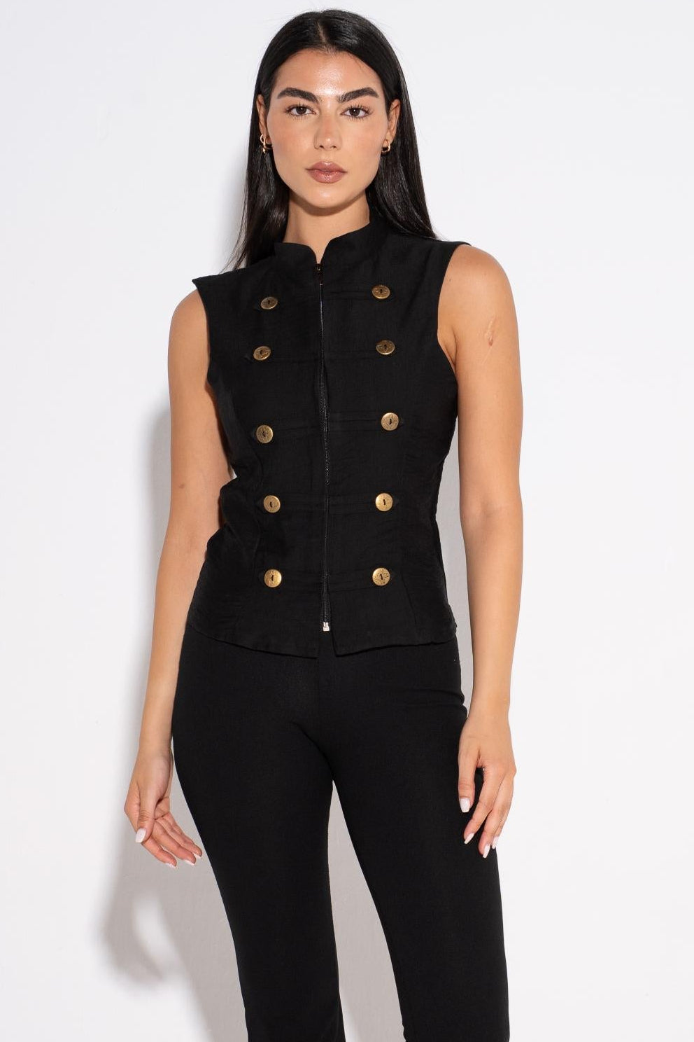Double Breasted Vest - Black