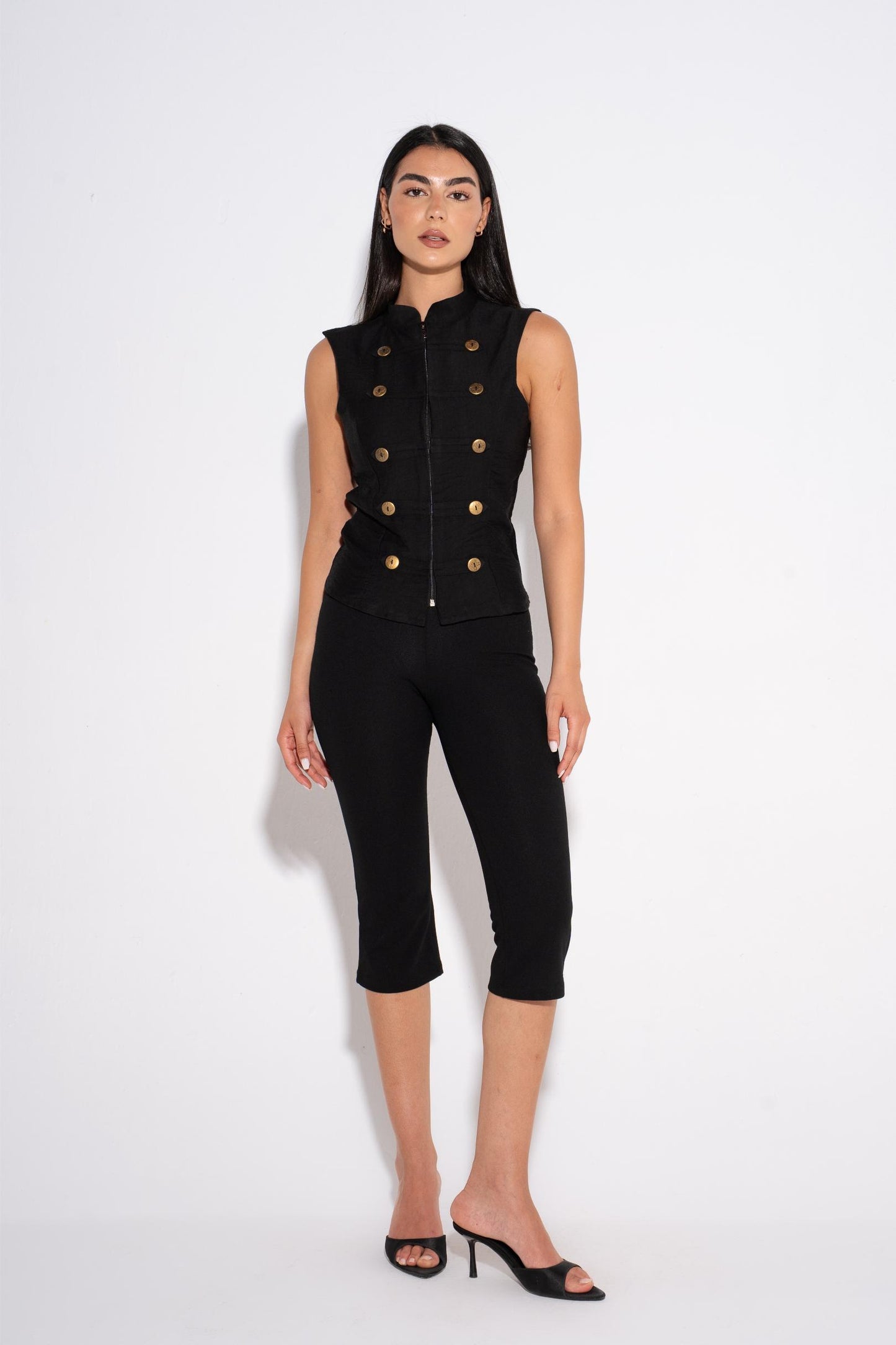 Double Breasted Vest - Black
