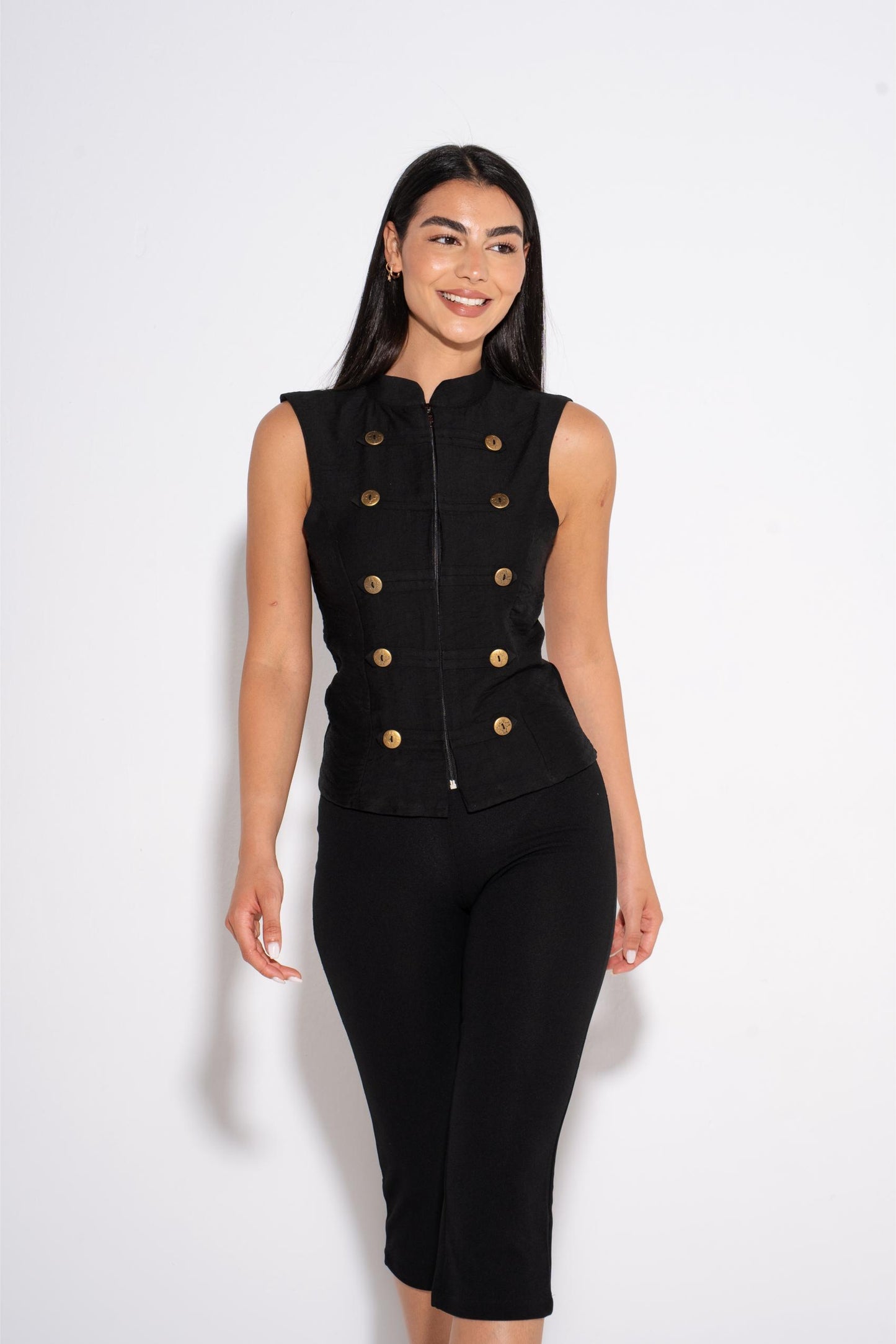 Double Breasted Vest - Black