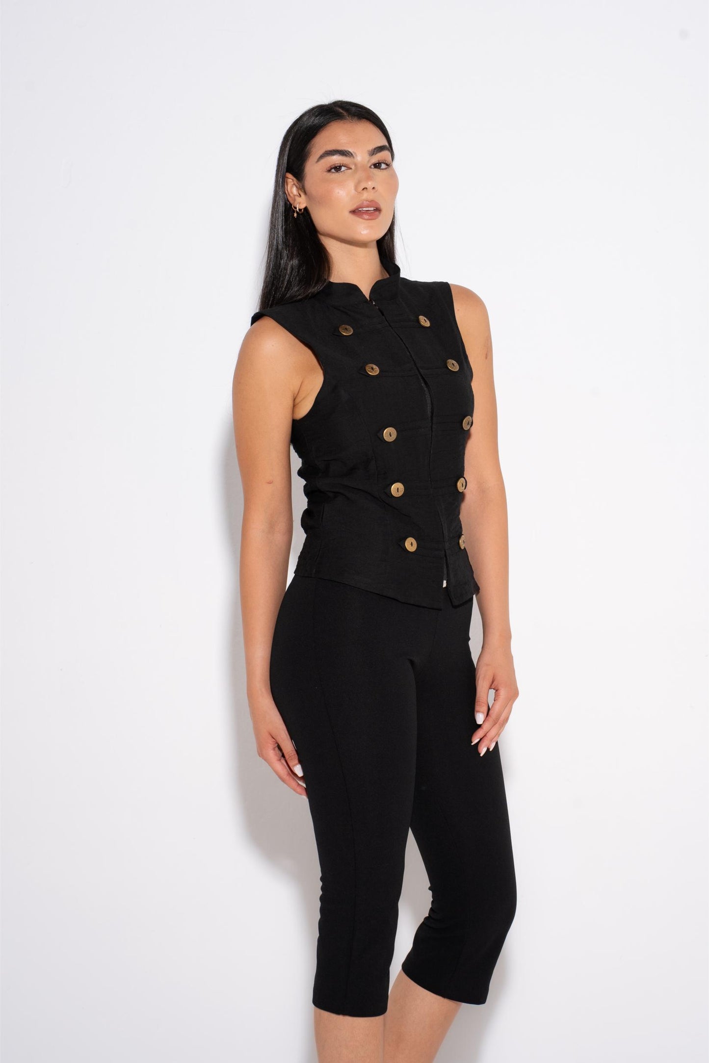 Double Breasted Vest - Black