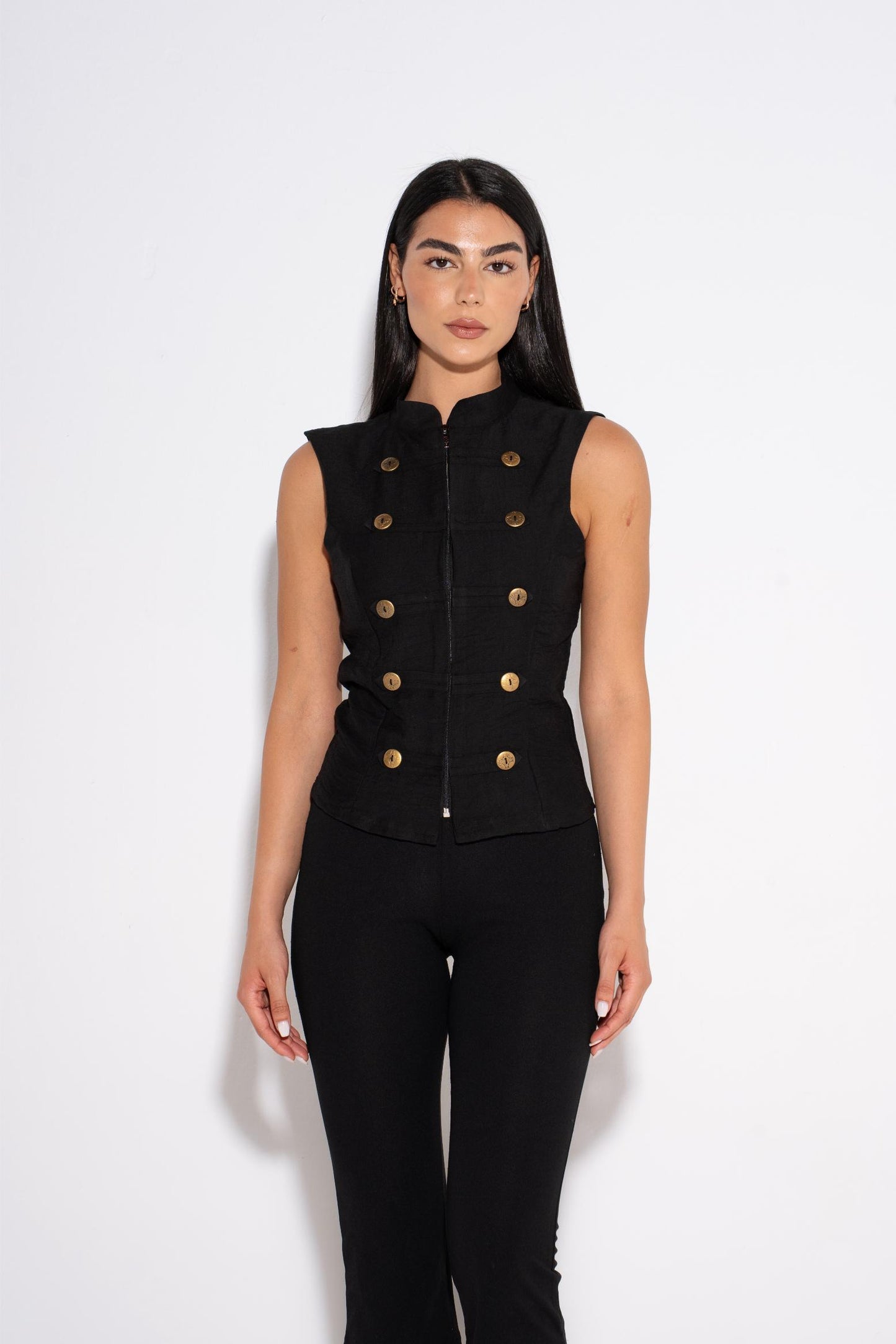 Double Breasted Vest - Black