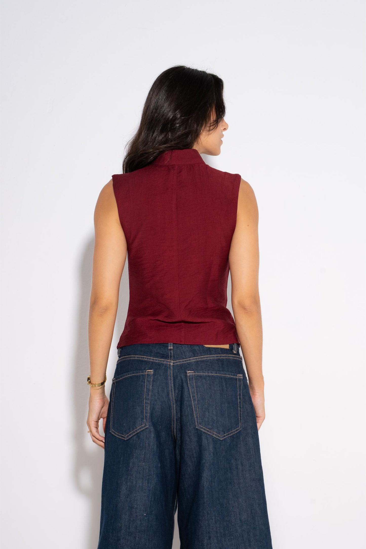 Double Breasted Vest - Burgundy