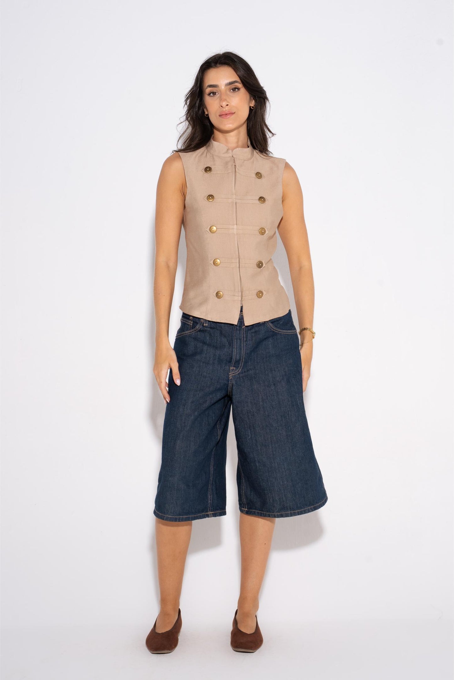 Double Breasted Vest - Beige