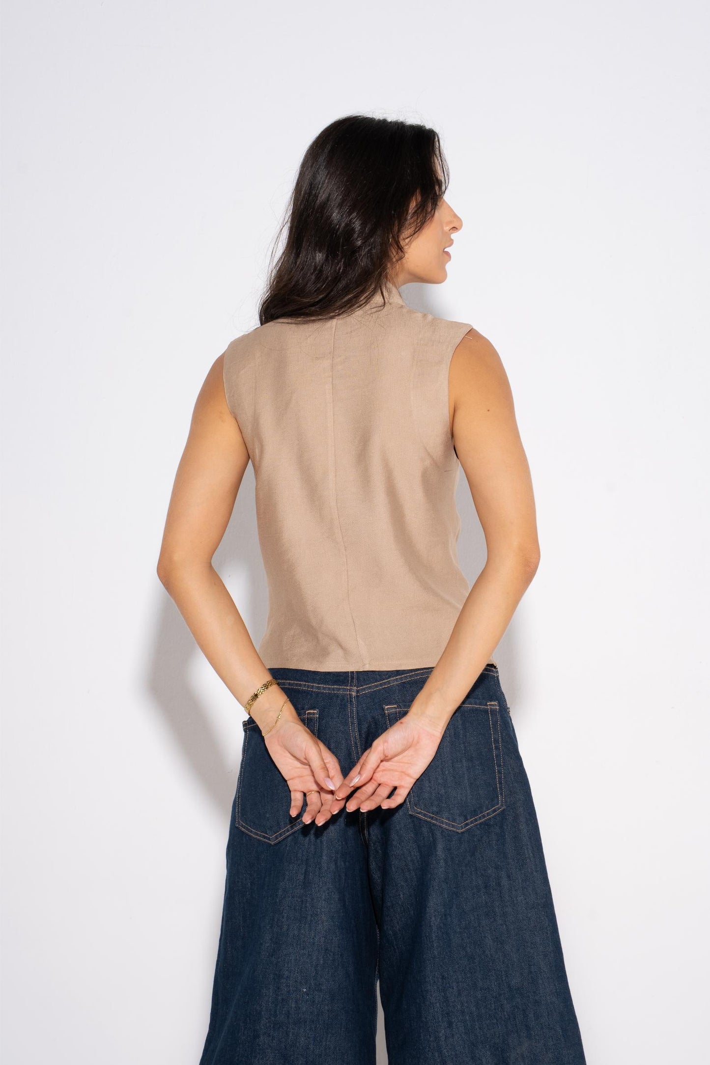 Double Breasted Vest - Beige