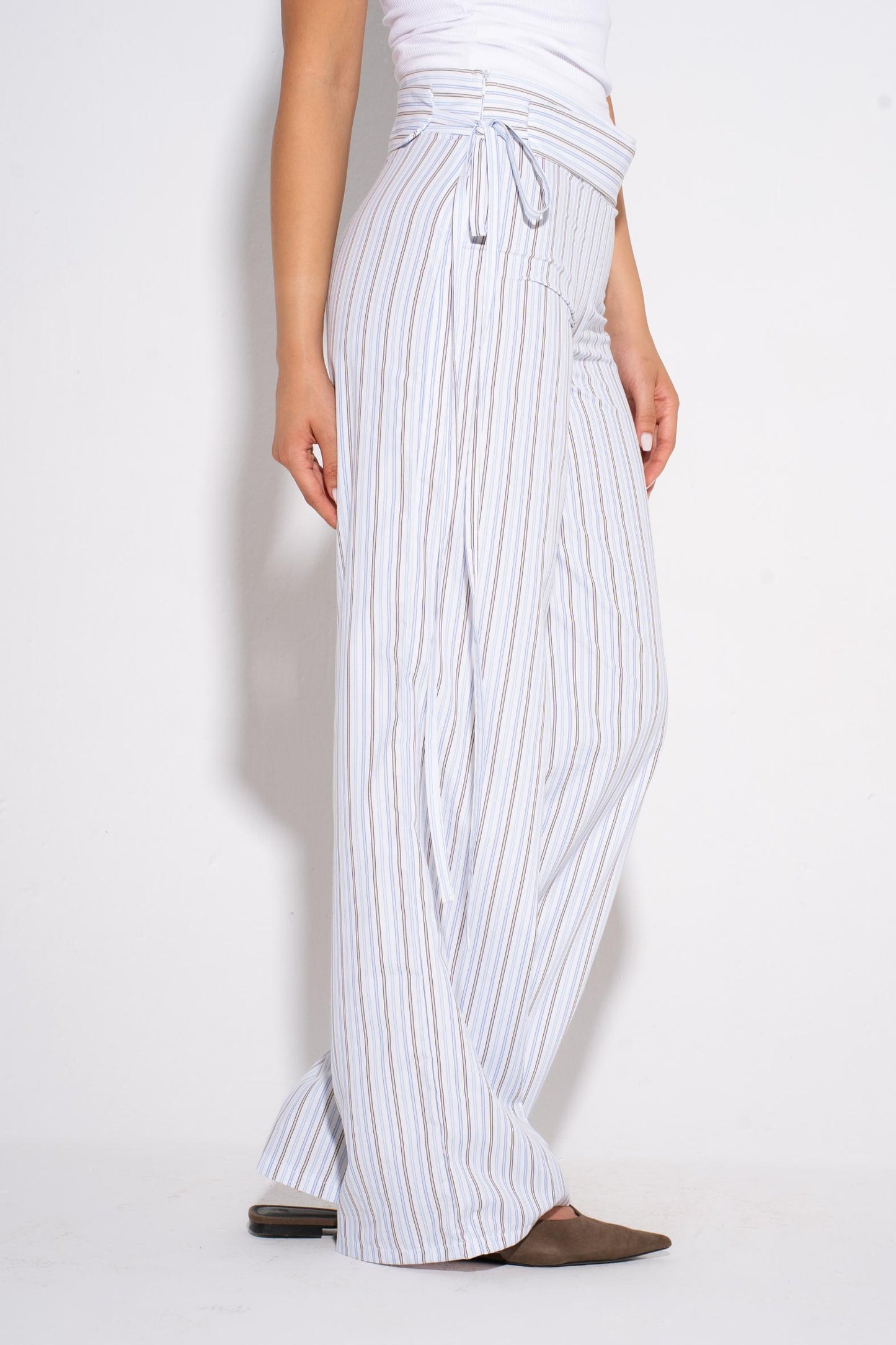 Summer Striped Pants - White