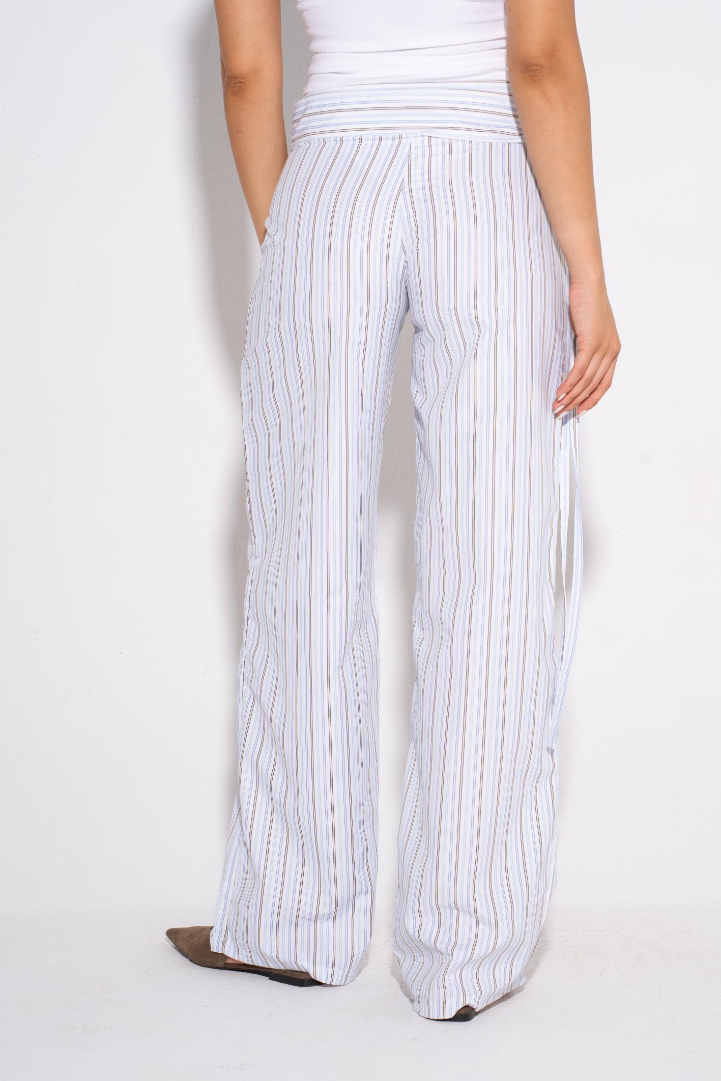Summer Striped Pants - White