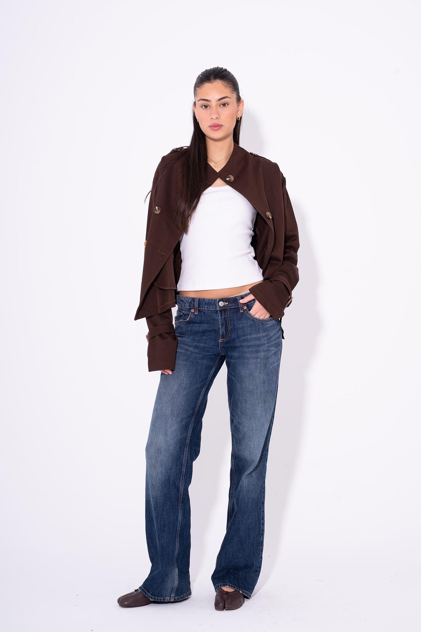 Cool Girl Gabardine Jacket - Brown