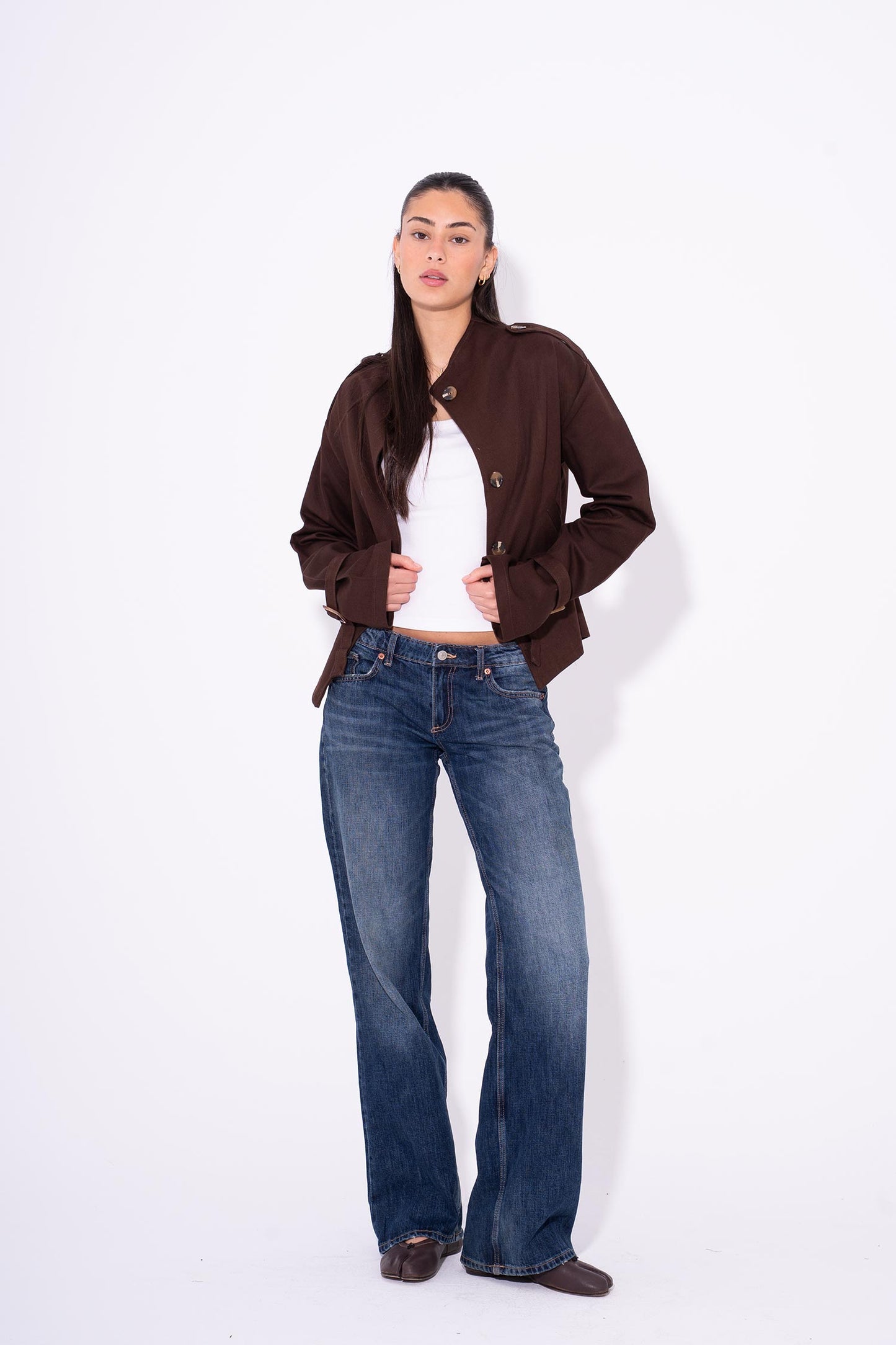 Cool Girl Gabardine Jacket - Brown