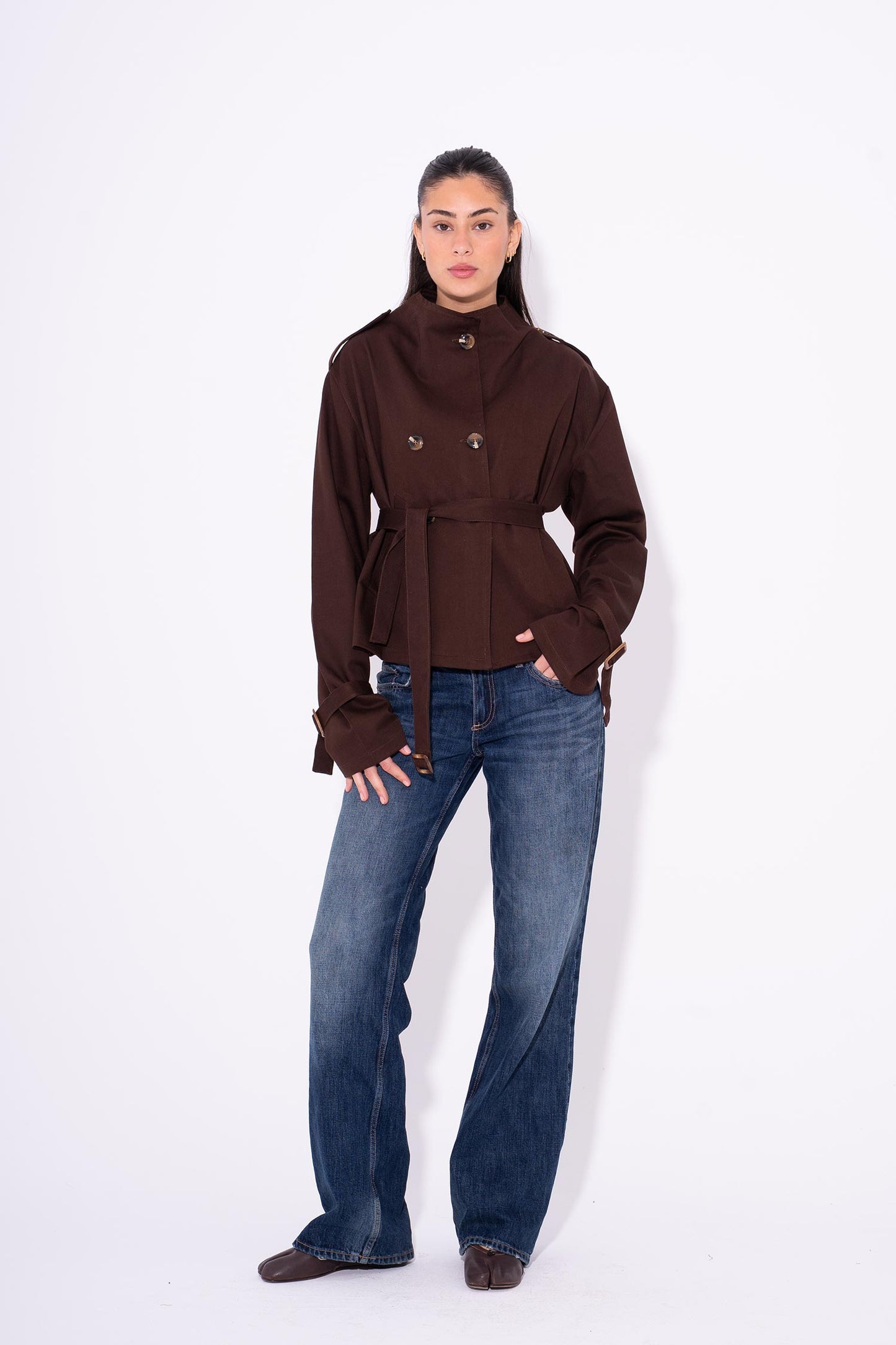 Cool Girl Gabardine Jacket - Brown