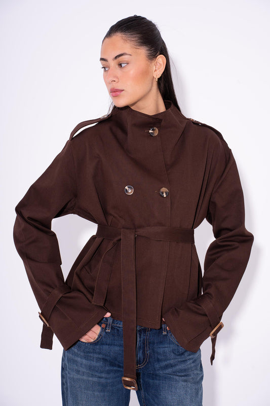 Cool Girl Gabardine Jacket - Brown
