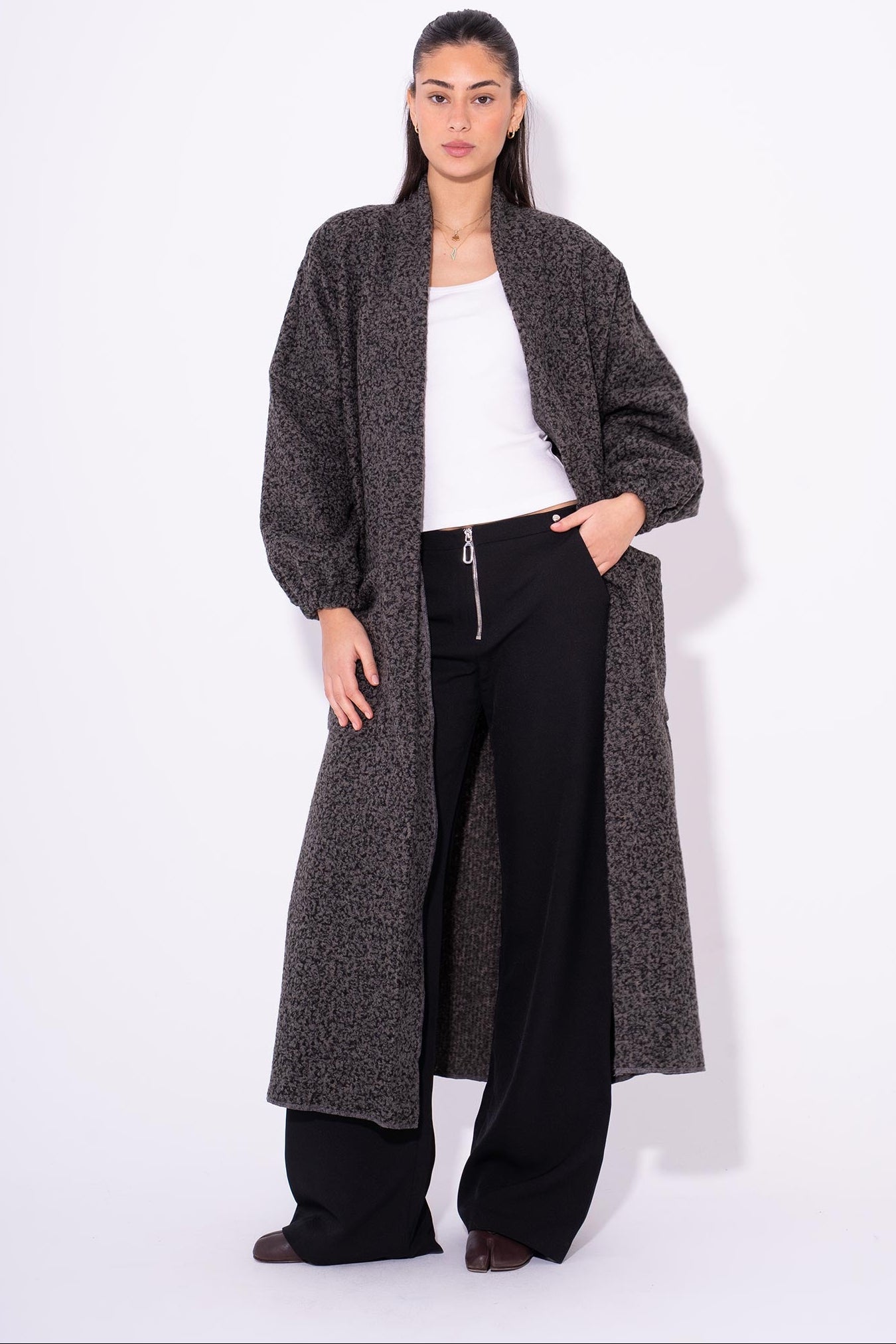 Cloudy Boucle Cardigan - Grey