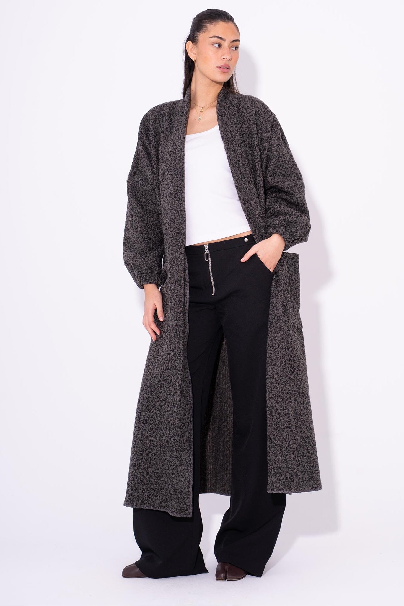 Cloudy Boucle Cardigan - Grey