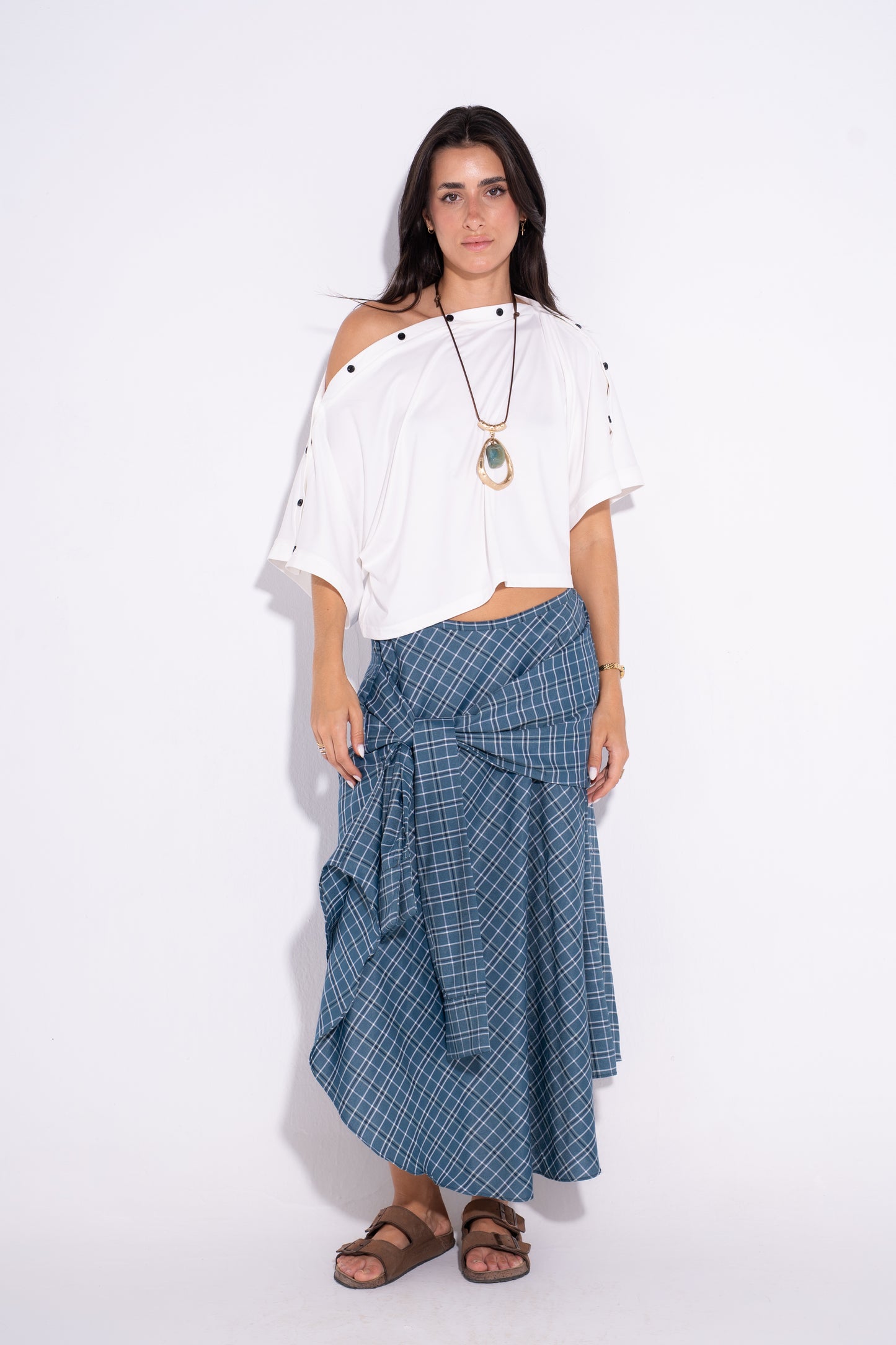 The Checkmate Skirt- Blue