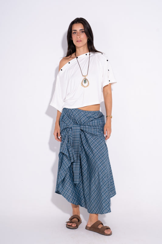 The Checkmate Skirt- Blue