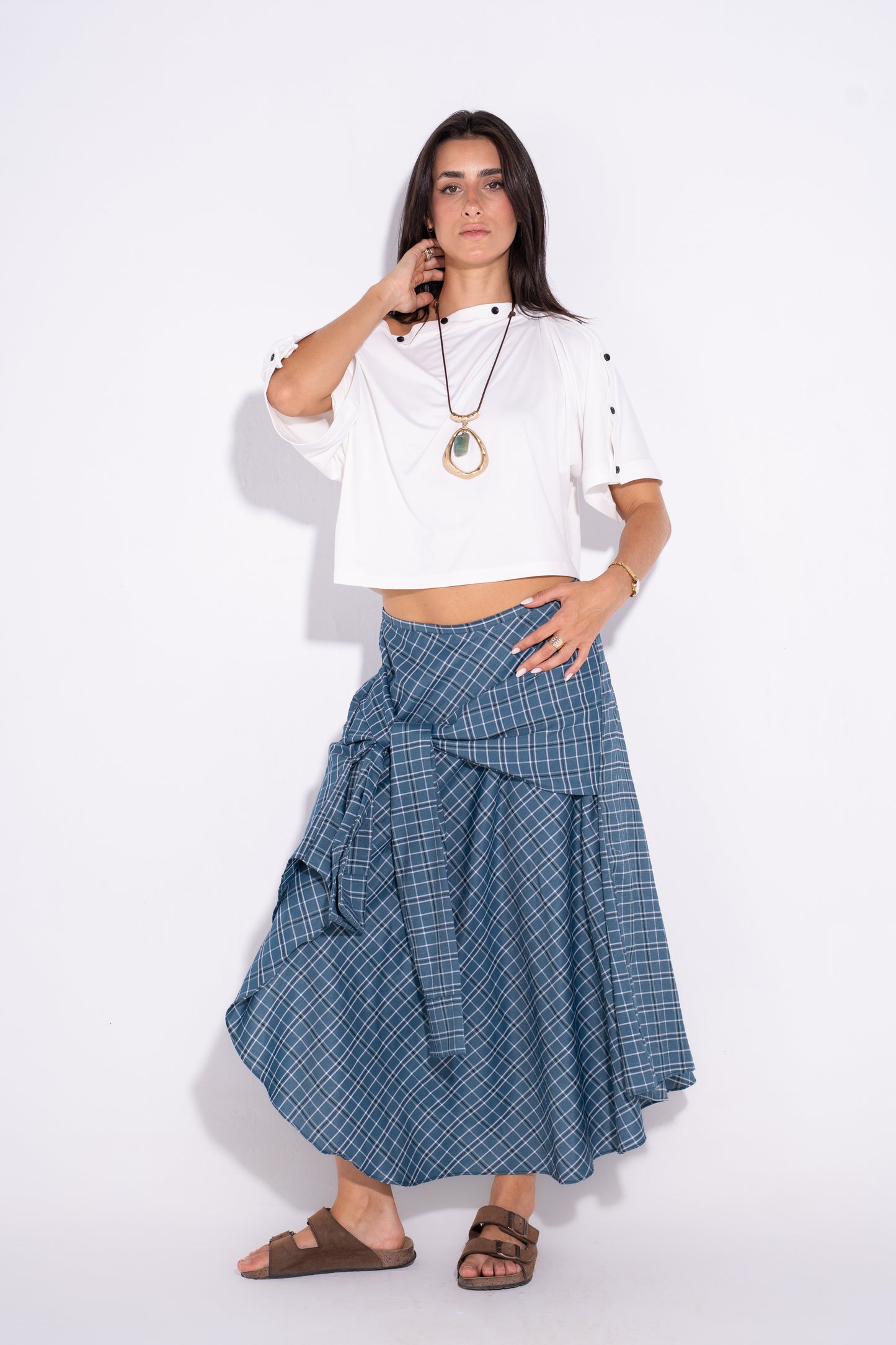 The Checkmate Skirt- Blue