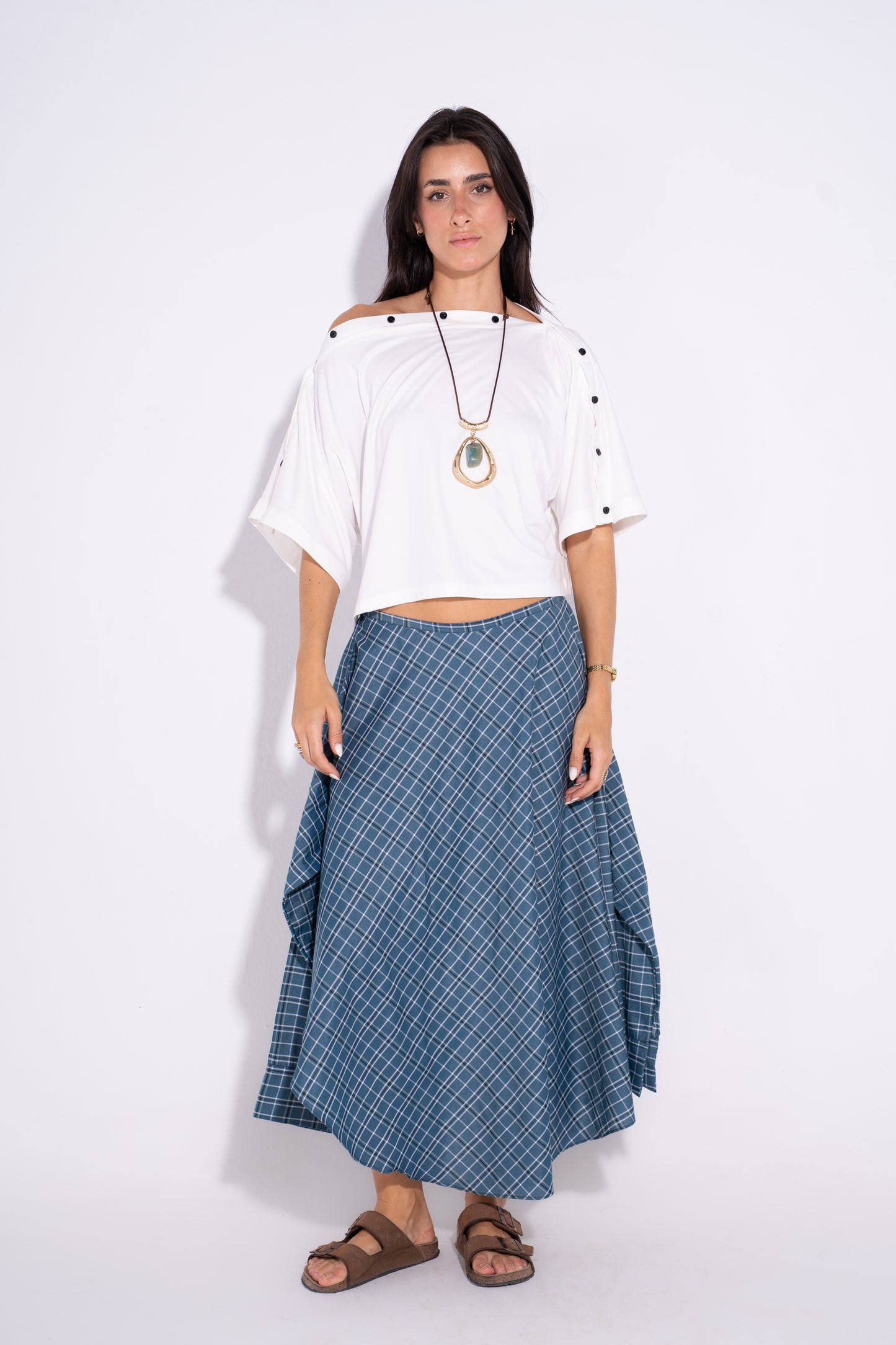 The Checkmate Skirt- Blue