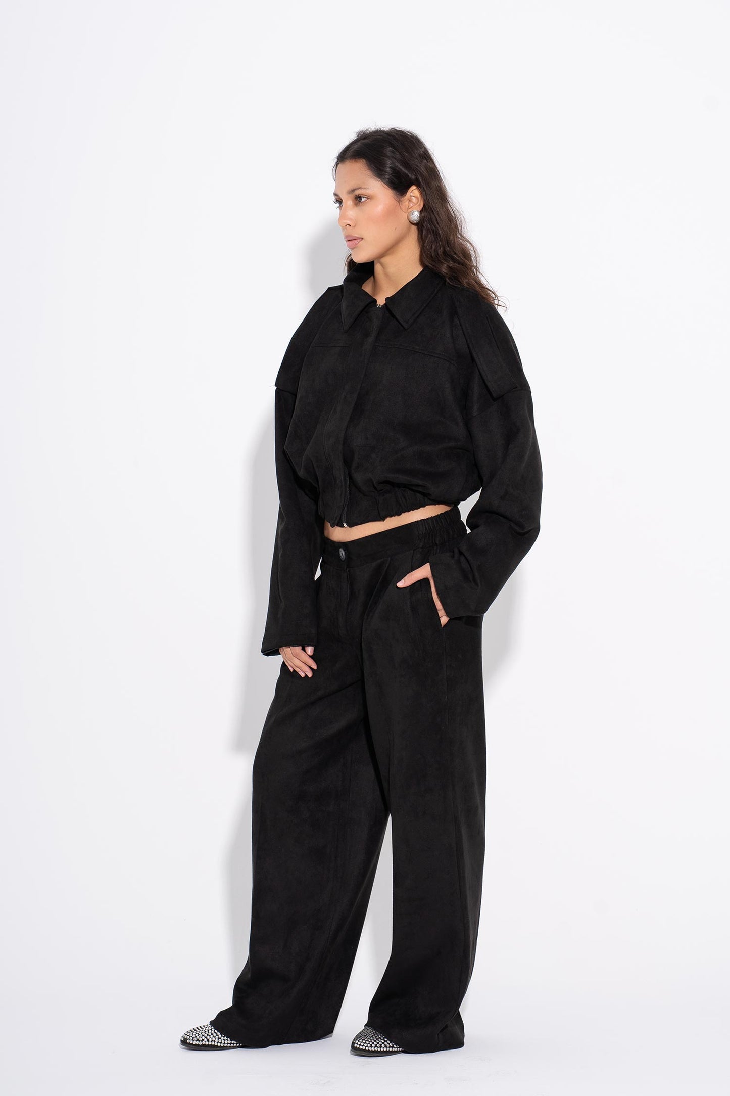 Flow Suede Pants - Black