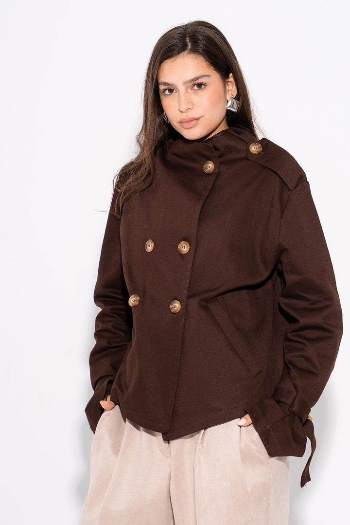 Cool Girl Gabardine Jacket - Brown