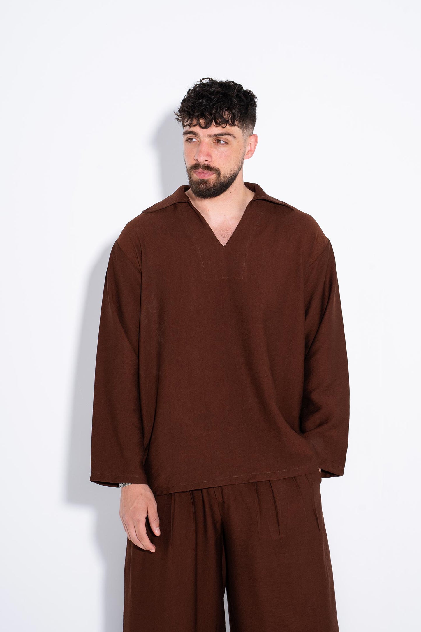 Unisex Chocolate Plissé Set - Brown