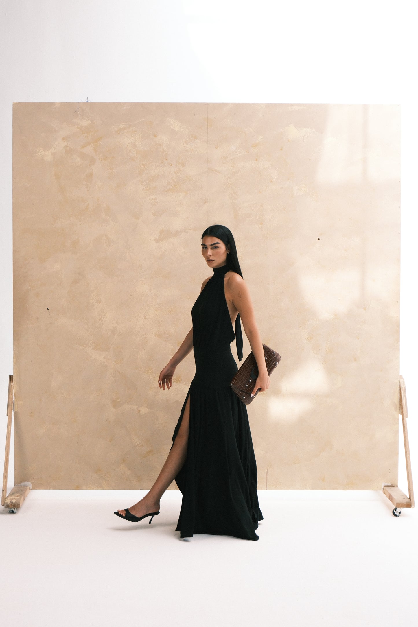 Pleated Tiered Dress - Black