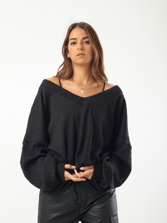 Comfy Oversized Pullover - Black