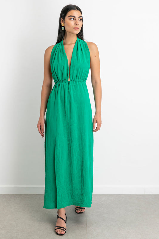 Halter Beach Dress - Green