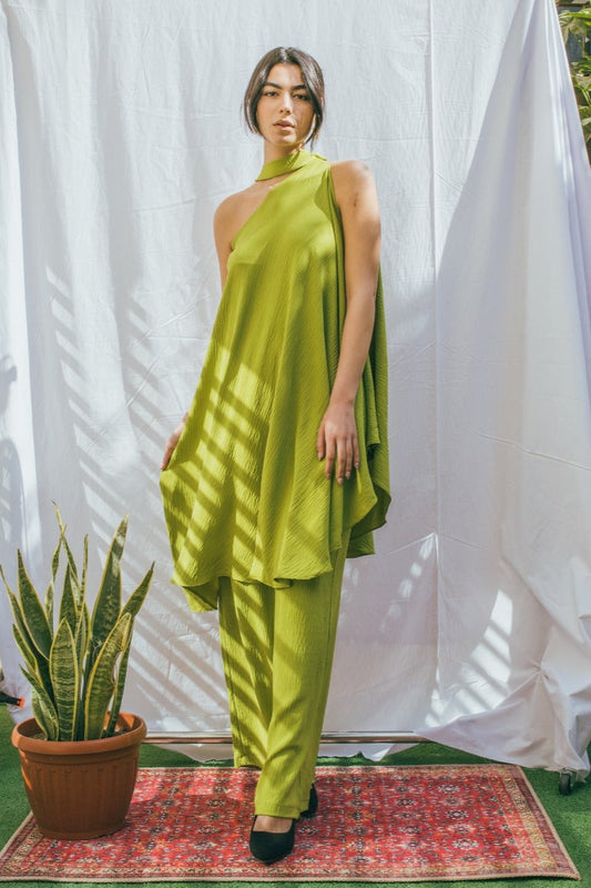 Layal Matching Set With Neck - Lime