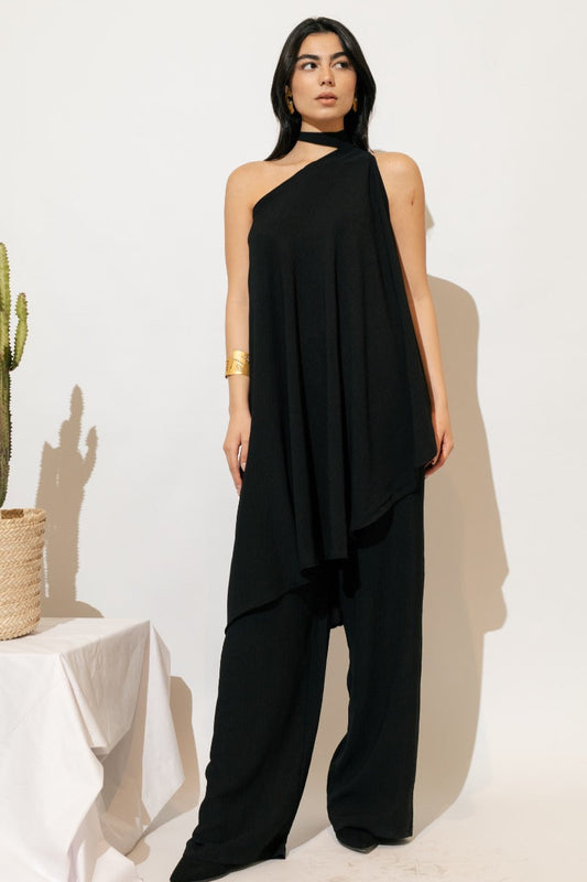Layal Matching Set With Neck - Black